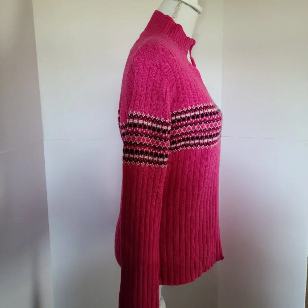 AEROPOSTLE FUSCHIA RIBBED COLLAR V- NECK COMFY  SWEATER XL
